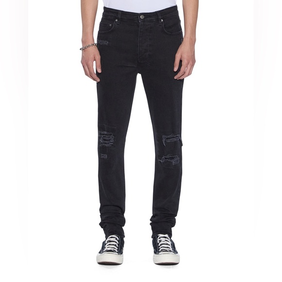 ksubi. Chitch Slim Fit Distressed Denim. Boneyard Black. Size 33.